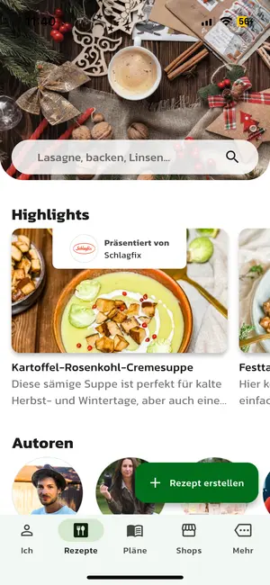 Rezept-Übersicht Screenshot